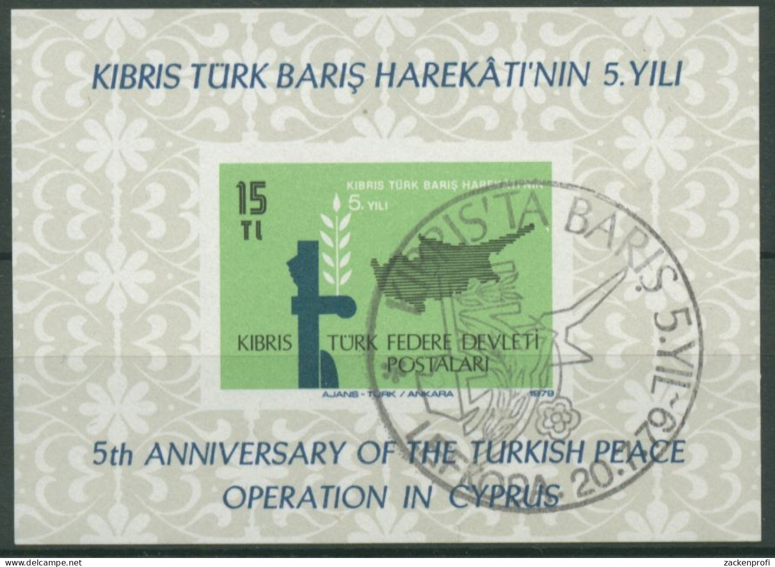 Türkisch-Zypern 1979 Türk. Intervention Auf Zypern Block 1 Gestempelt (C6661) - Gebruikt