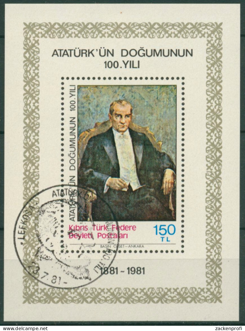 Türkisch-Zypern 1981 Geburtstag Von Atatürk Block 2 Gestempelt (C6666) - Gebruikt