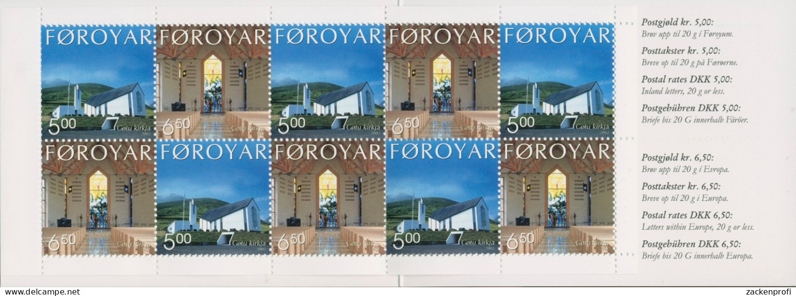 Färöer 2002 Neue Kirche Von Gota Markenheftchen MH 20 Postfrisch (C17597) - Féroé (Iles)