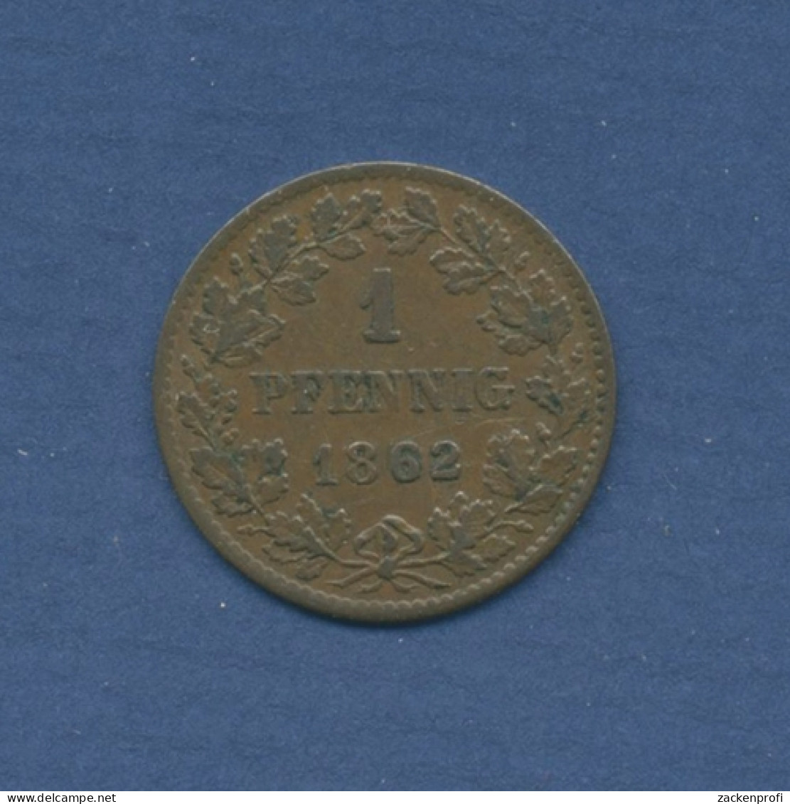 Nassau Herzogtum Pfennig 1862 Herzog Adolph, J 57 Fast Vz (m2054) - Groschen & Andere Kleinmünzen