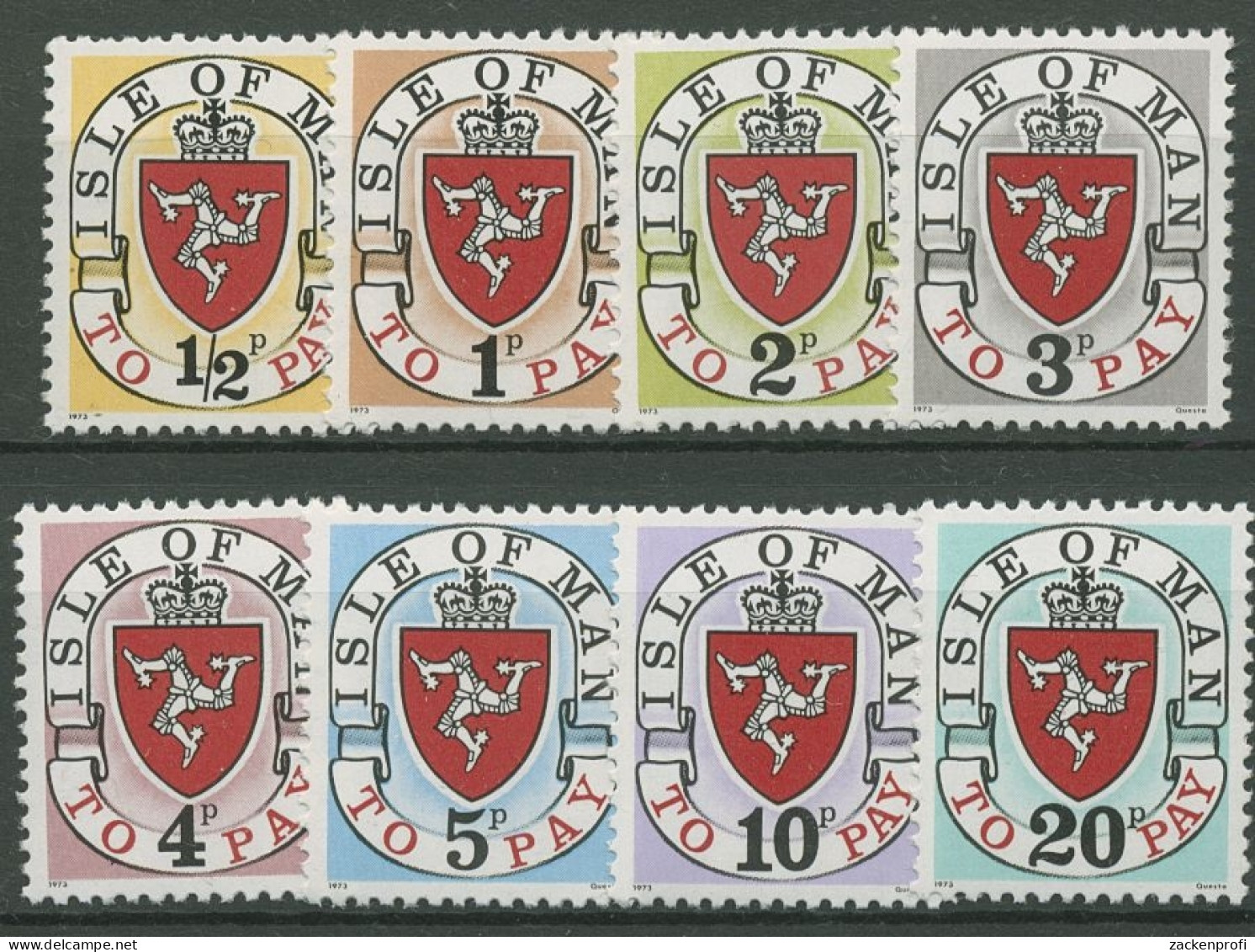 Isle Of Man Portomarken 1973 Landeswappen P 1/8 I. Postfrisch - Strafportzegels