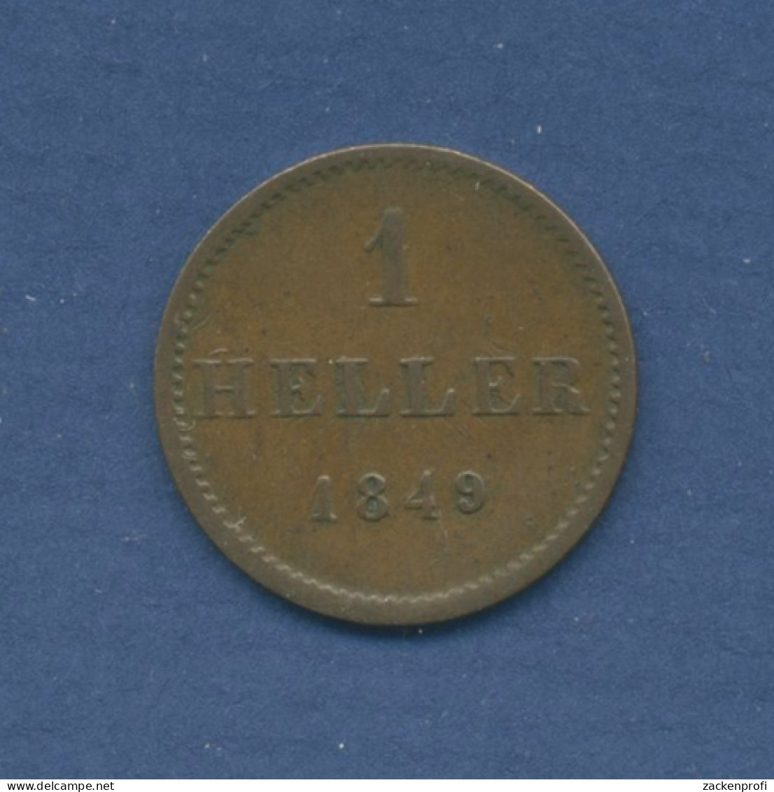 Frankfurt Stadt Heller 1849, Gekrönter Adler, J 16 Ss+ (m2053) - Piccole Monete & Altre Suddivisioni