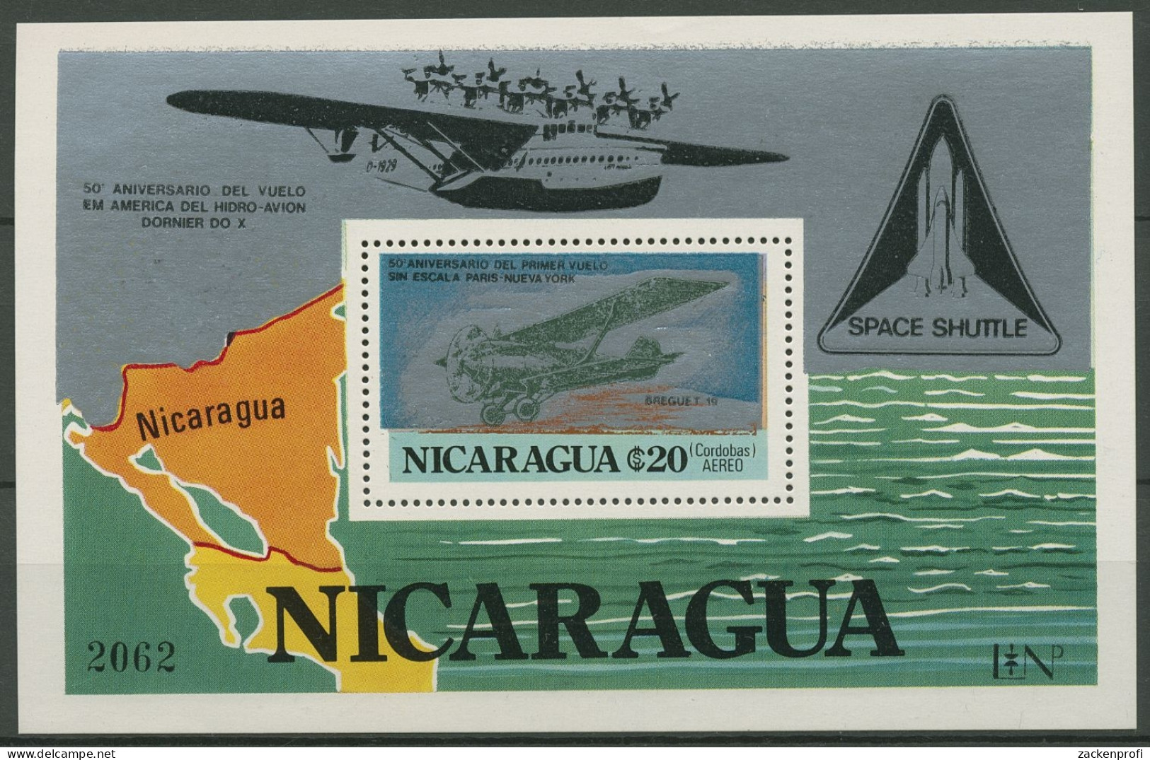 Nicaragua 1980 Luftfahrt Space Shuttle Block 132 A Postfrisch (C94381) - Nicaragua