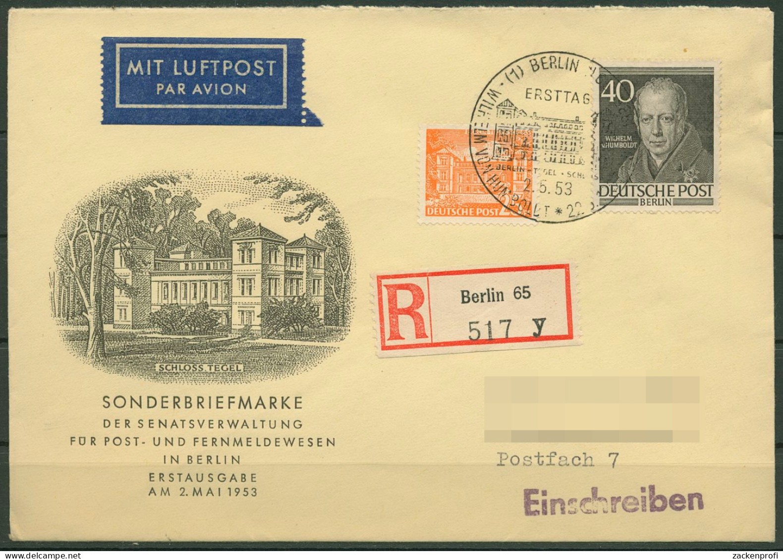 Berlin 1953 Berühmte Männer Berlins Ersttagsbrief 100 FDC (X28521) - Altri & Non Classificati