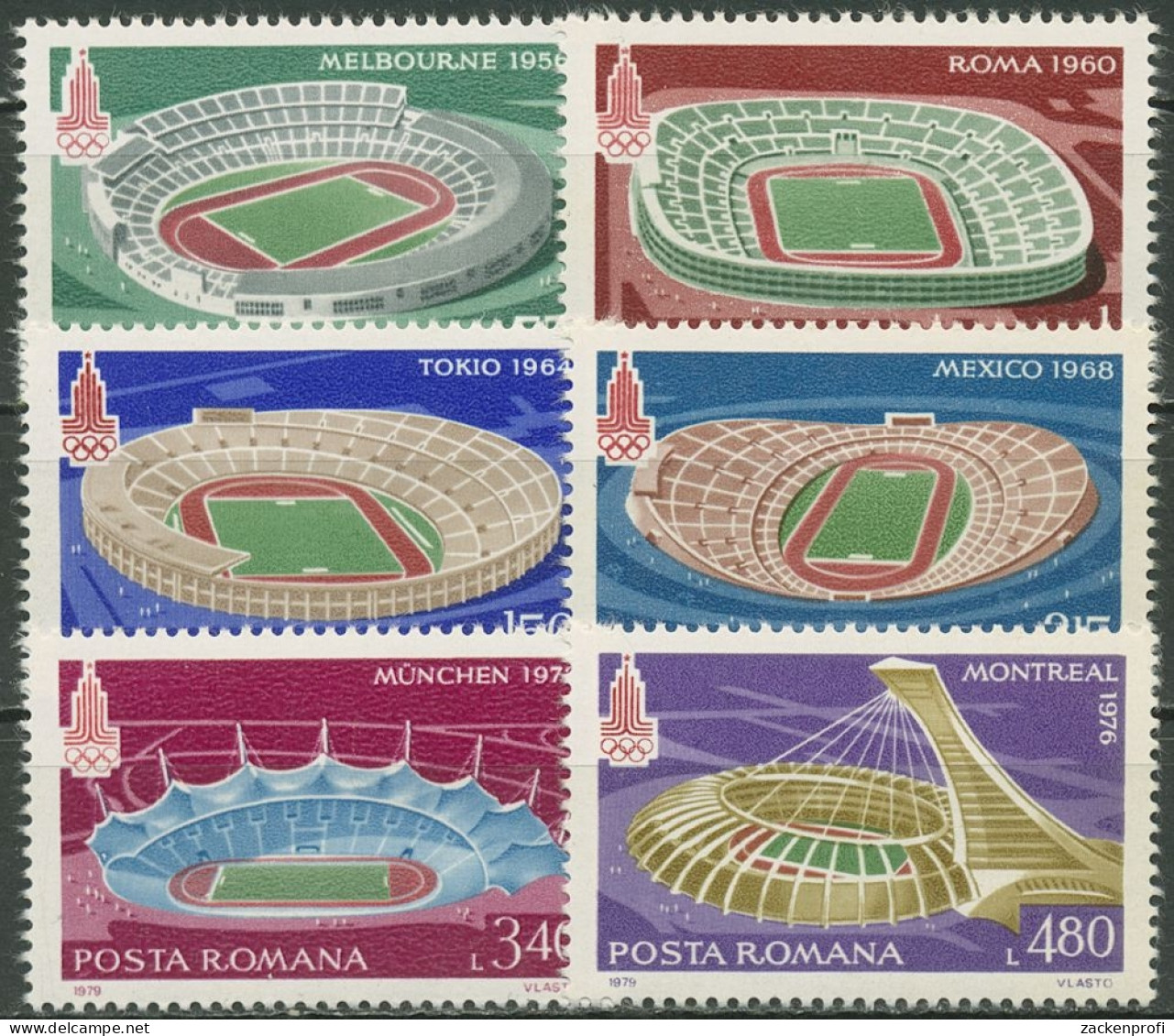 Rumänien 1979 Olympia Sommerspiele Moskau Olympiastadien 3625/30 Postfrisch - Neufs