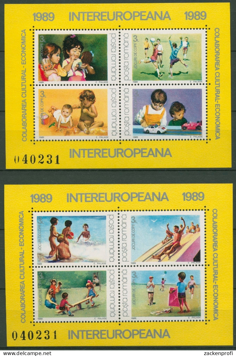 Rumänien 1989 INTEREUROPA Kinder Block 254/55 Postfrisch (C92235) - Hojas Bloque