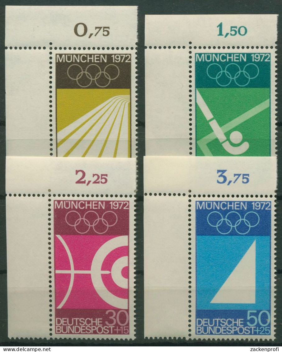 Bund 1969 Olympiade 1972 München 587/90 Ecke 1 Oben Links Postfrisch (E808) - Ungebraucht