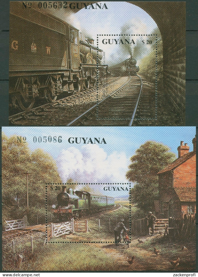 Guyana 1990 Eisenbahn Lokomotiven Block 92/93 Postfrisch (C94362) - Guyane (1966-...)