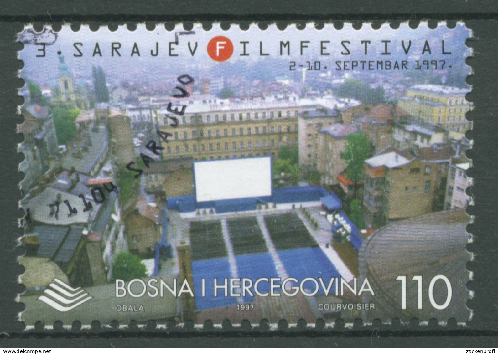 Bosnien-Herzegowina 1997 Filmfestival Sarajevo Stadtansicht 91 Gestempelt - Bosnia Erzegovina