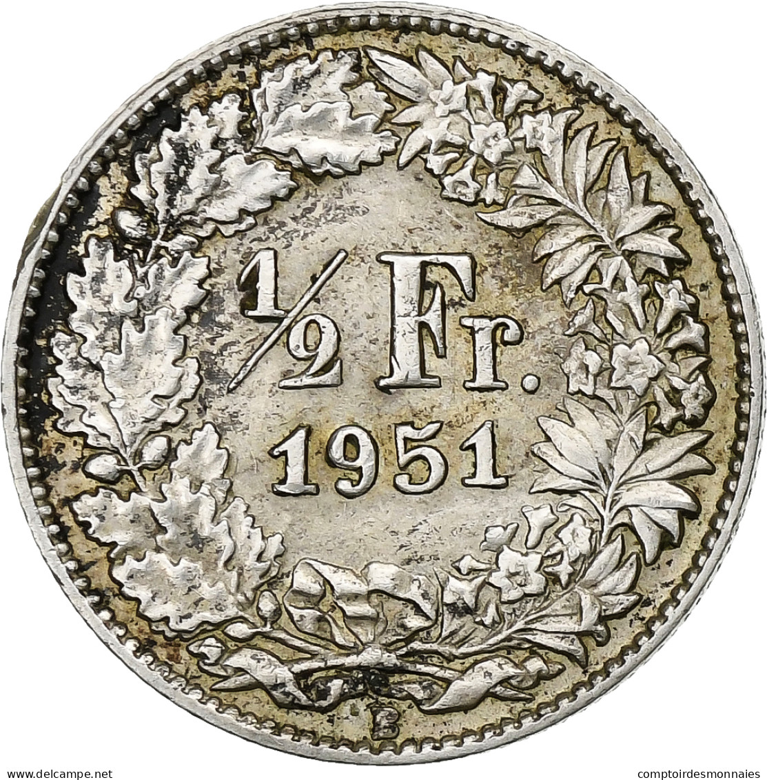 Suisse, 1/2 Franc, 1951, Bern, Argent, TTB+, KM:23 - Otros & Sin Clasificación
