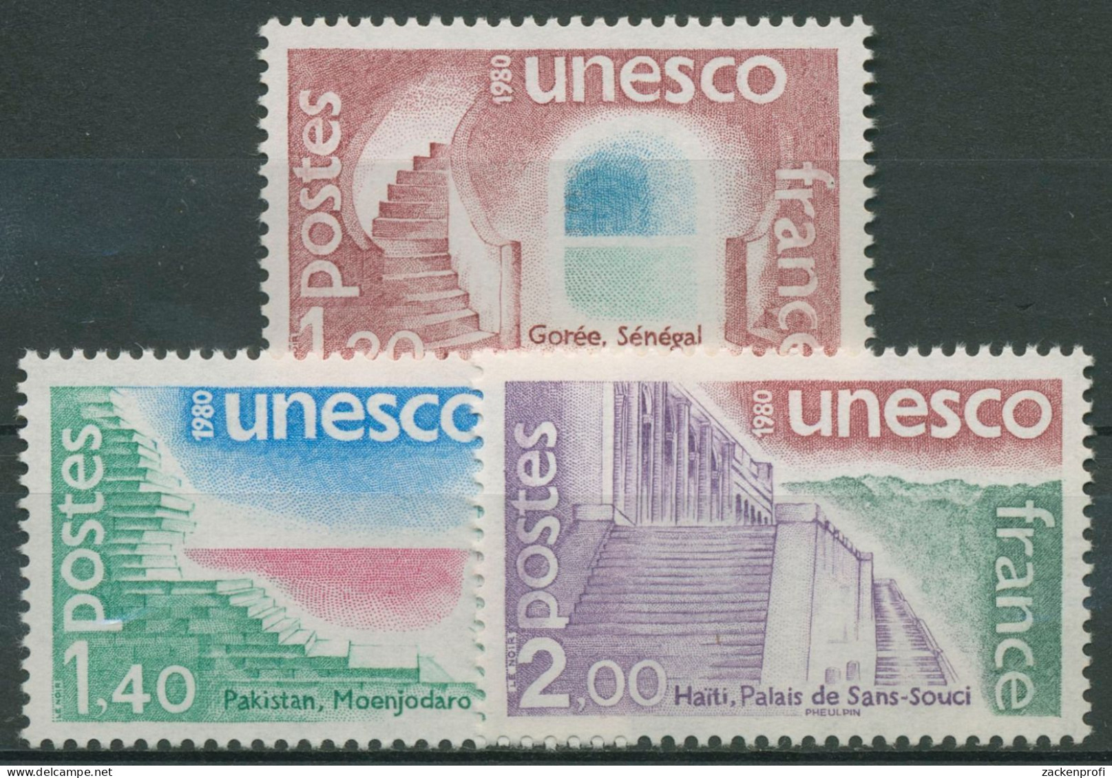 Frankreich 1980 Dienstmarke UNESCO Welterbe Bauwerke D 21/23 Postfrisch - Nuevos