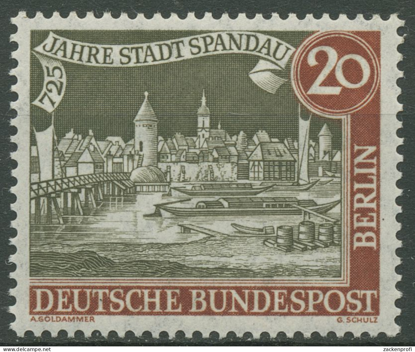 Berlin 1957 725 Jahre Stadt Spandau Mit Senkr. Gummiriffelung 159 X Postfrisch - Nuovi