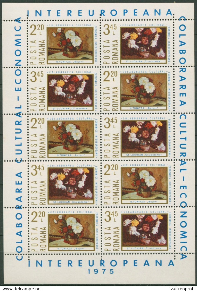 Rumänien 1975 INTEREUROPA Gemälde Kleinbogen 3258/59 K Postfrisch (C92270) - Blocs-feuillets