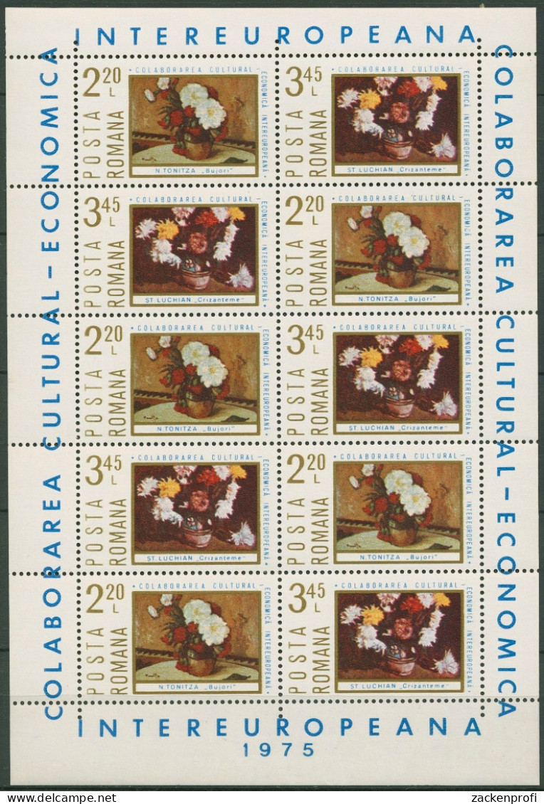 Rumänien 1975 INTEREUROPA Gemälde Kleinbogen 3258/59 K Postfrisch (C92270) - Blokken & Velletjes