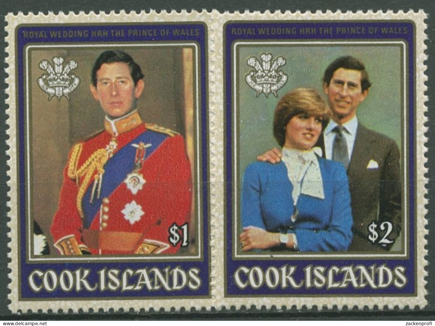 Cook-Inseln 1981 Hochzeit Prinz Charles Und Diana Spencer 778/79 A Postfrisch - Islas Cook