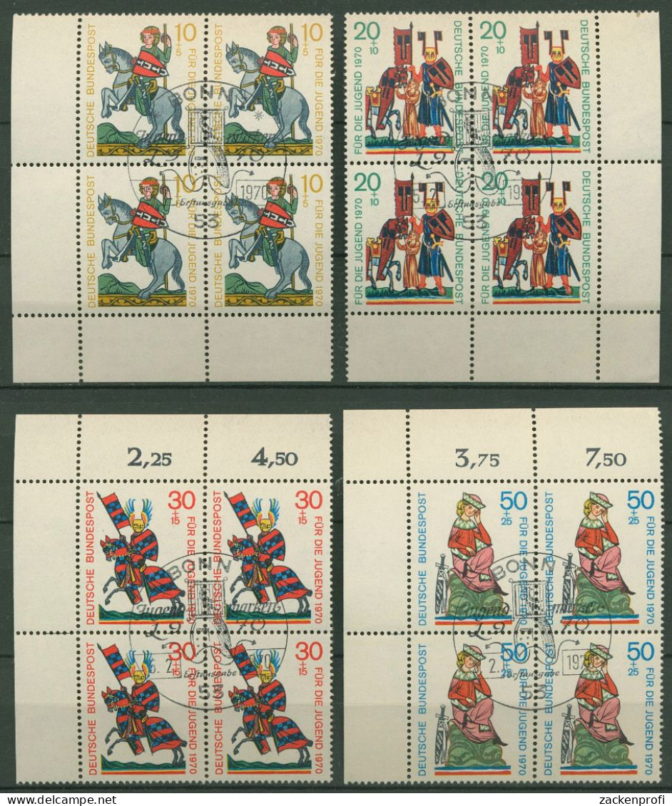 Bund 1970 Jugend: Minnesänger 612/15 4er-Block Mit ESST (R19930) - Used Stamps