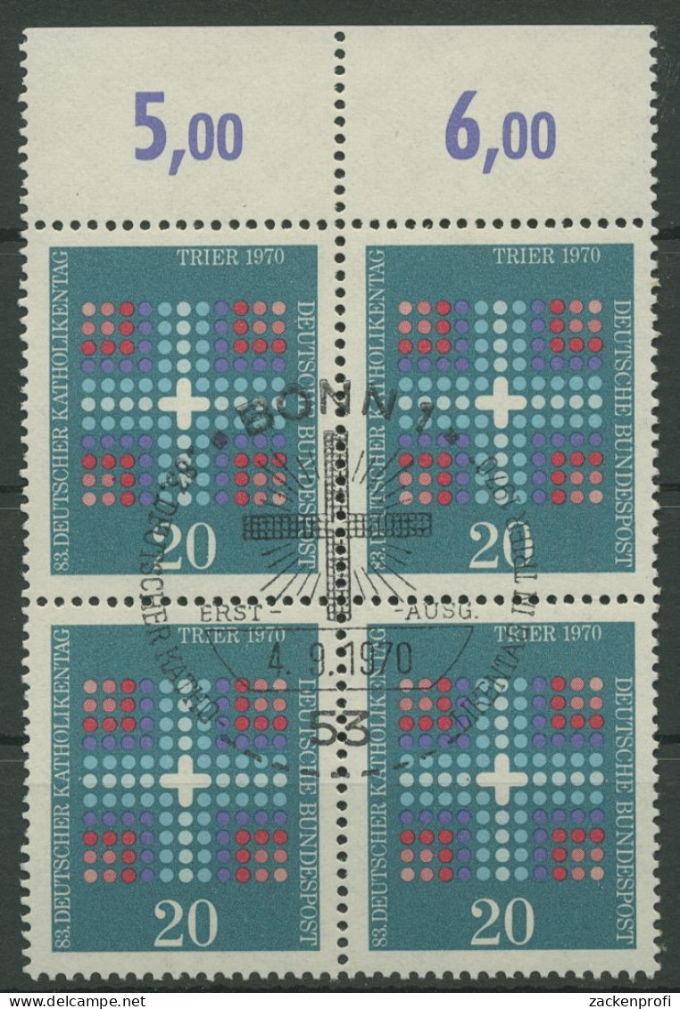Bund 1970 Katholikentag Trier 648 4er-Block Mit ESST (R19940) - Used Stamps