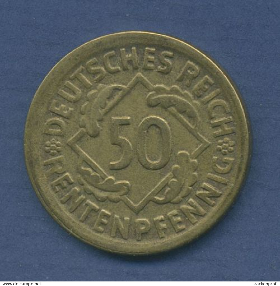 Deutsches Reich 50 Rentenpfennig 1924 D, Kursmünze, J 310 Ss (m3497) - 50 Rentenpfennig & 50 Reichspfennig