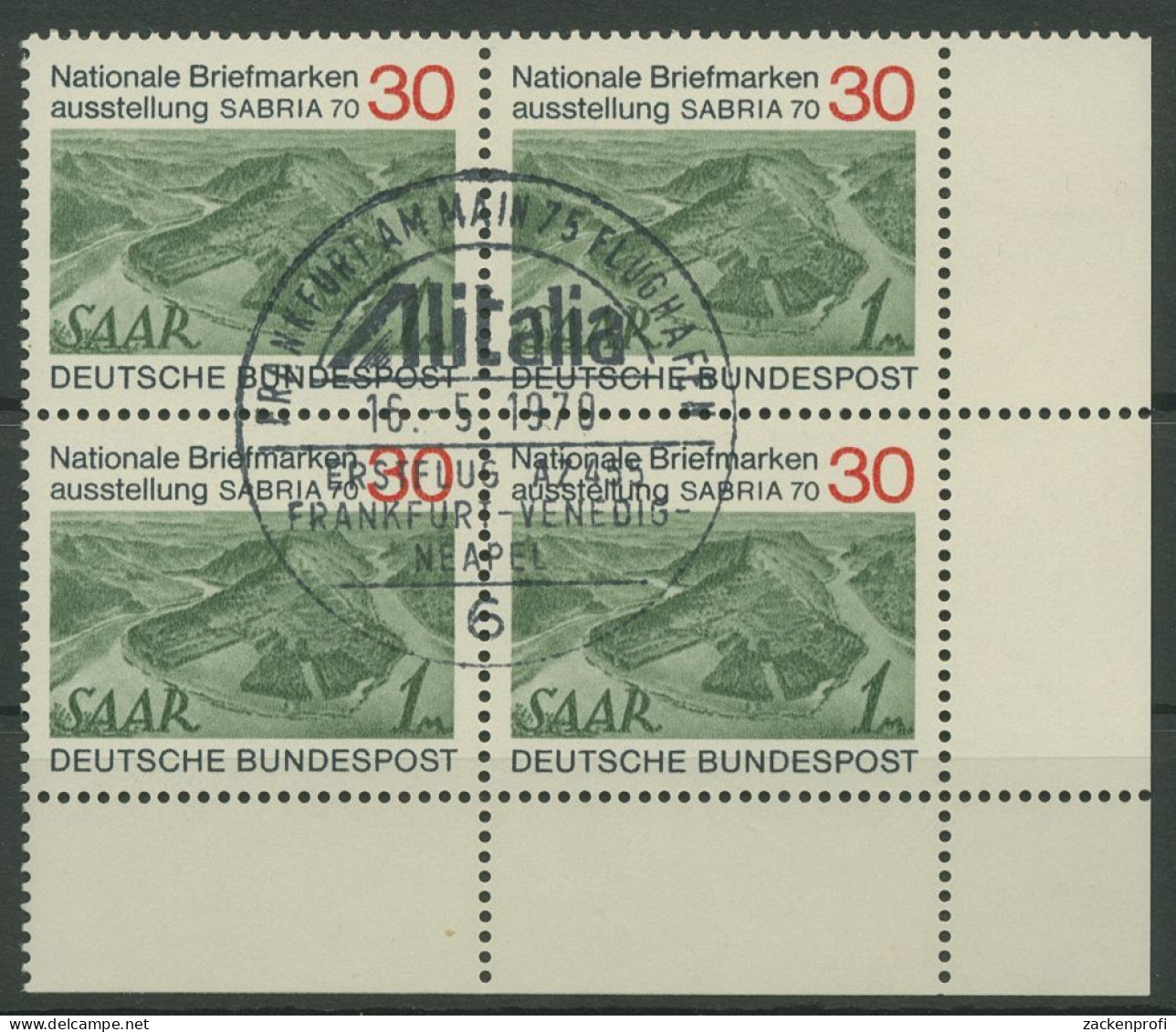 Bund 1970 SABRIA Saarbrücken 619 4er-Block Ecke 4 Gestempelt (R19933) - Used Stamps