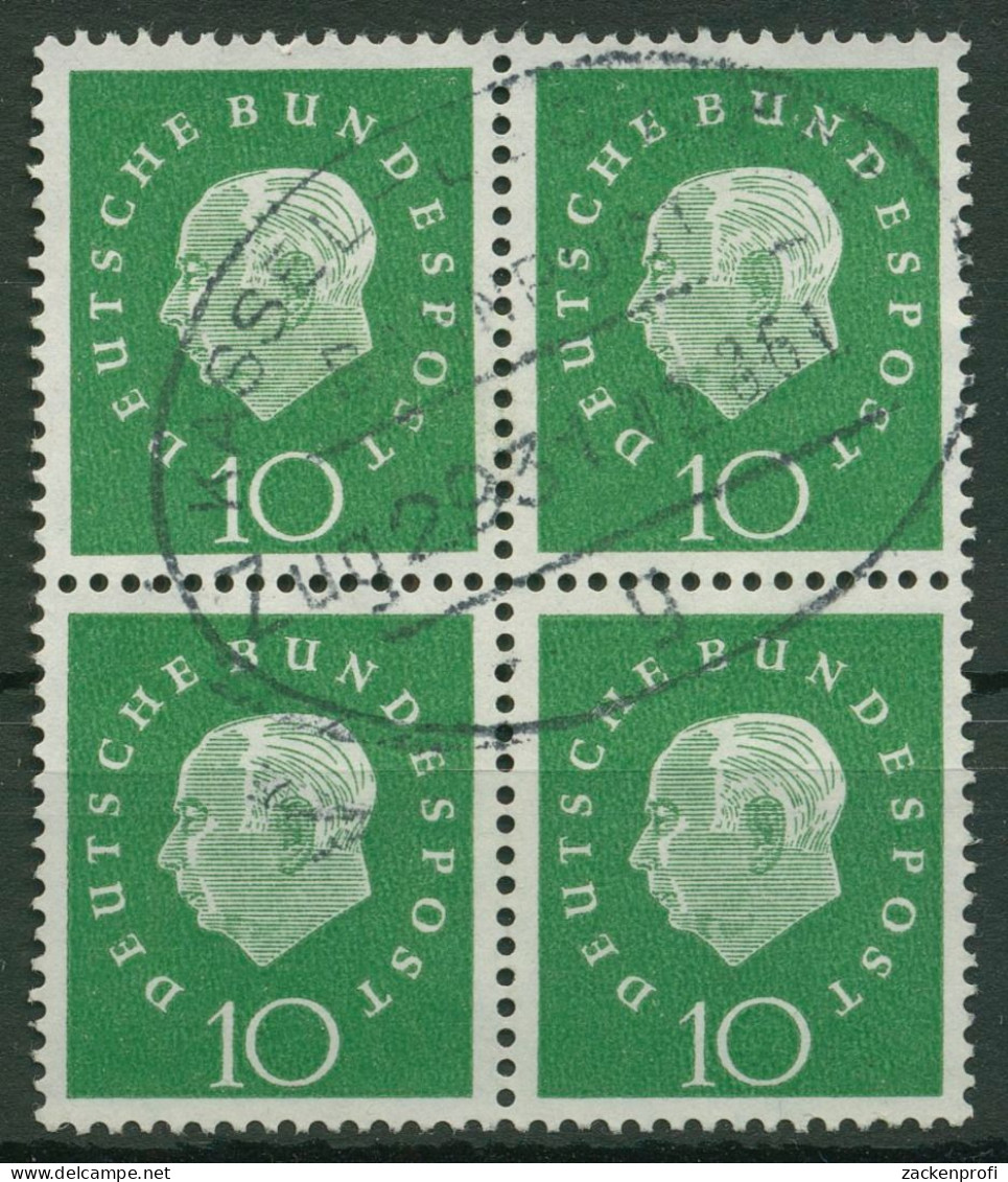 Bund 1959 Heuss Medaillon Bogenmarken 303 4er-Block Mit Bahnpost-Stempel - Used Stamps