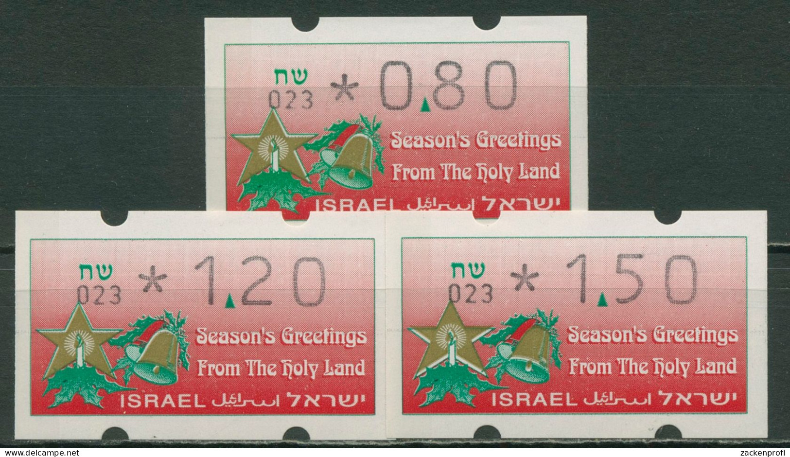 Israel ATM 1992 Automat 023 Portosatz 3 Werte, ATM 5 S2 Postfrisch - Automatenmarken (Frama)