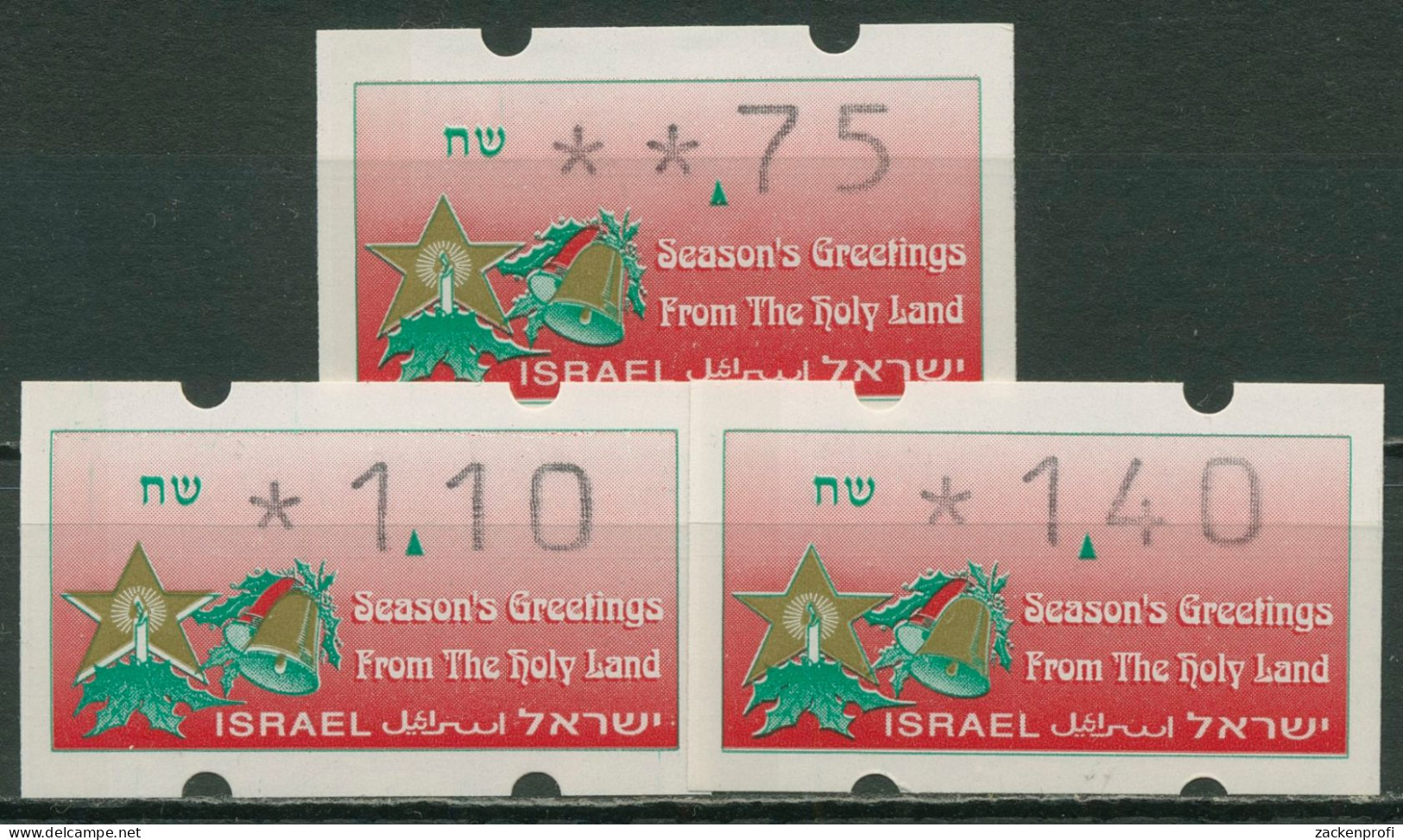 Israel ATM 1992 Automatenmarken Versandstellensatz 3 Werte, ATM 4 S1 Postfrisch - Affrancature Meccaniche/Frama