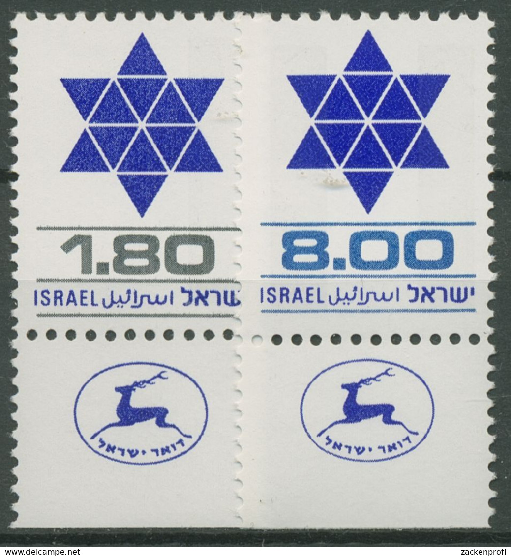 Israel 1979 Freimarken Davidstern 797/98 Mit Tab Postfrisch - Unused Stamps (with Tabs)