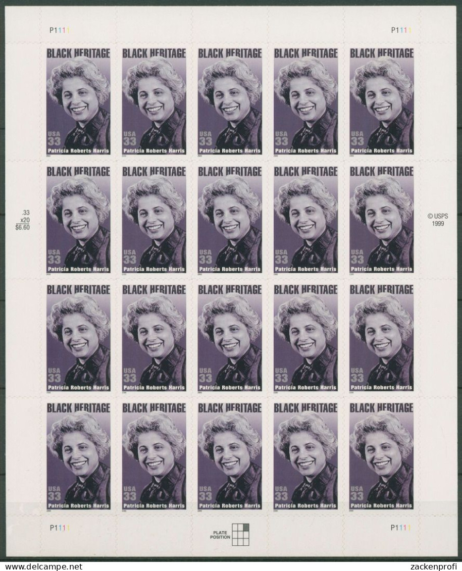 USA 2000 Politikerin Patricia Roberts Harris 3259 Bogen Postfrisch (SG40366) - Sheets