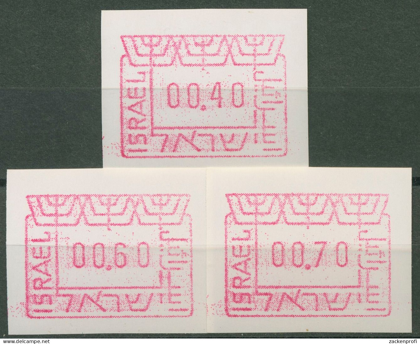 Israel ATM 1988 Automatenmarken Satz 3 Werte, ATM 1 B S1 Postfrisch - Franking Labels