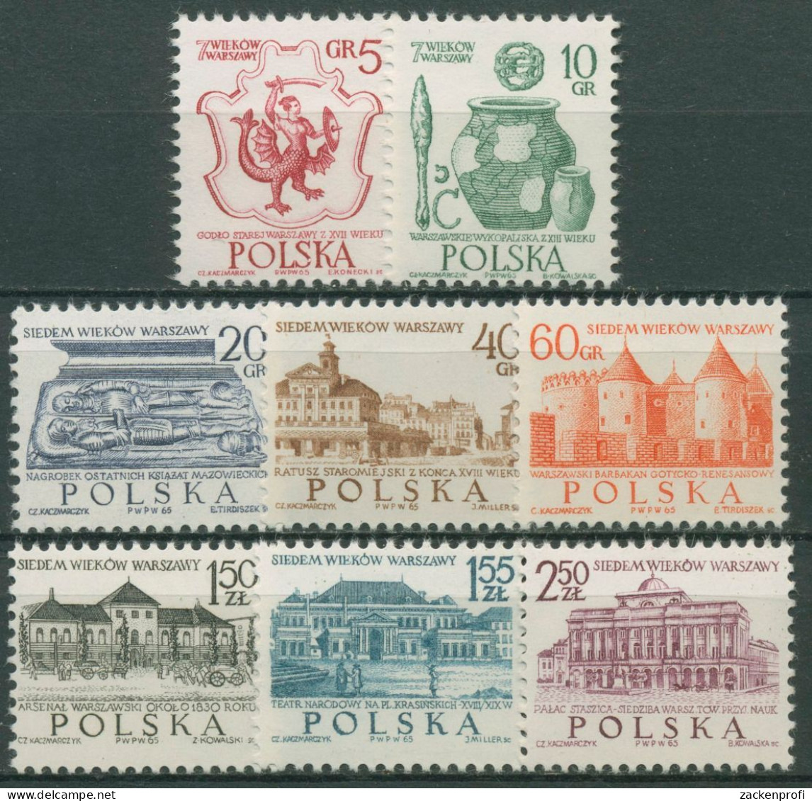 Polen 1965 Warschau Bauwerke 1597/04 Postfrisch - Unused Stamps