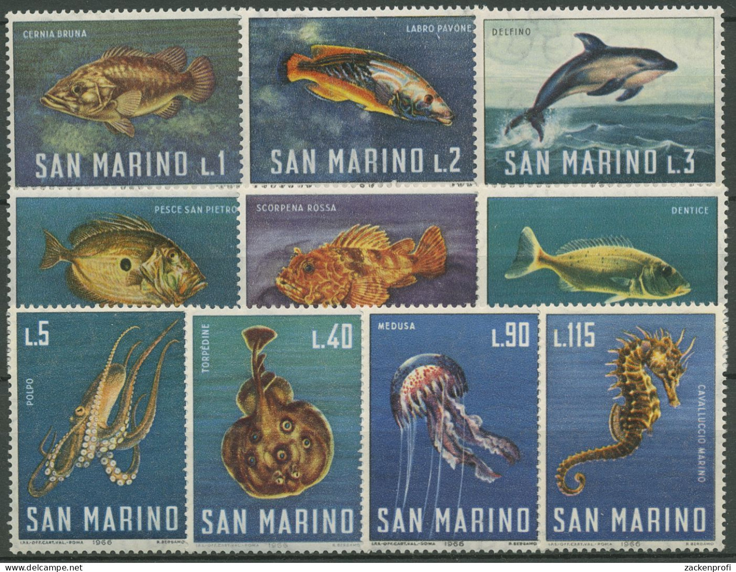 San Marino 1966 Meerestiere Fische Seepferdchen Qualle 869/78 Postfrisch - Neufs