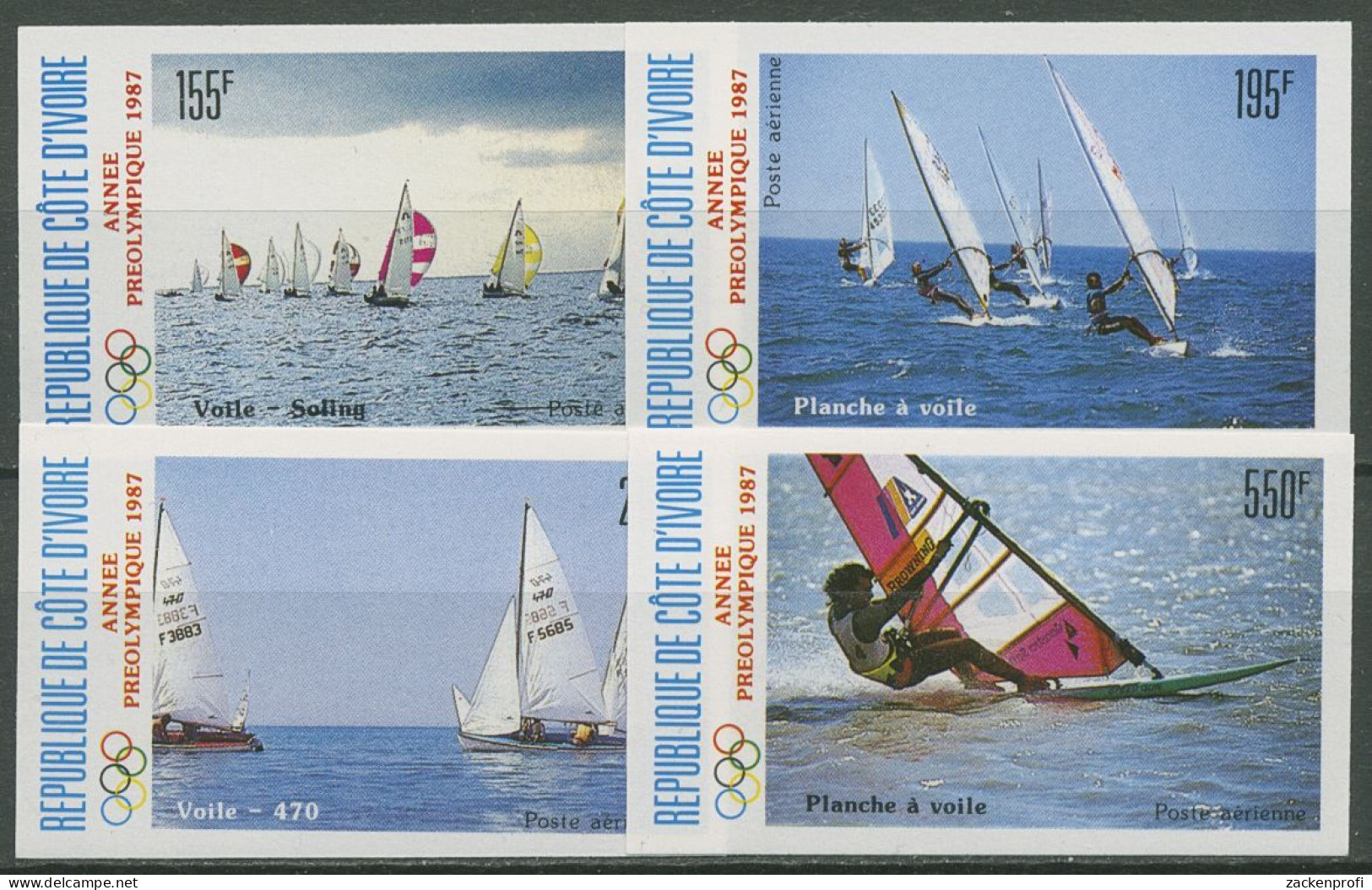 Elfenbeinküste 1987 Olympia Vorolympisches Jahr Segeln 950/53 B Postfrisch - Côte D'Ivoire (1960-...)