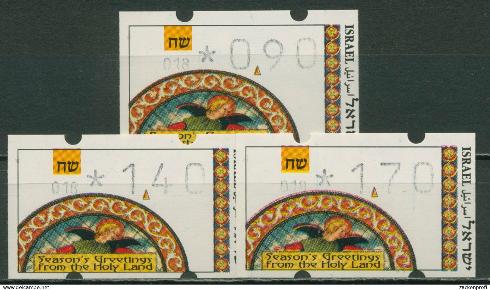 Israel ATM 1994 Weihnachten, Automat 018, Satz 3 Werte, ATM 24.1 S1 Postfrisch - Automatenmarken (Frama)