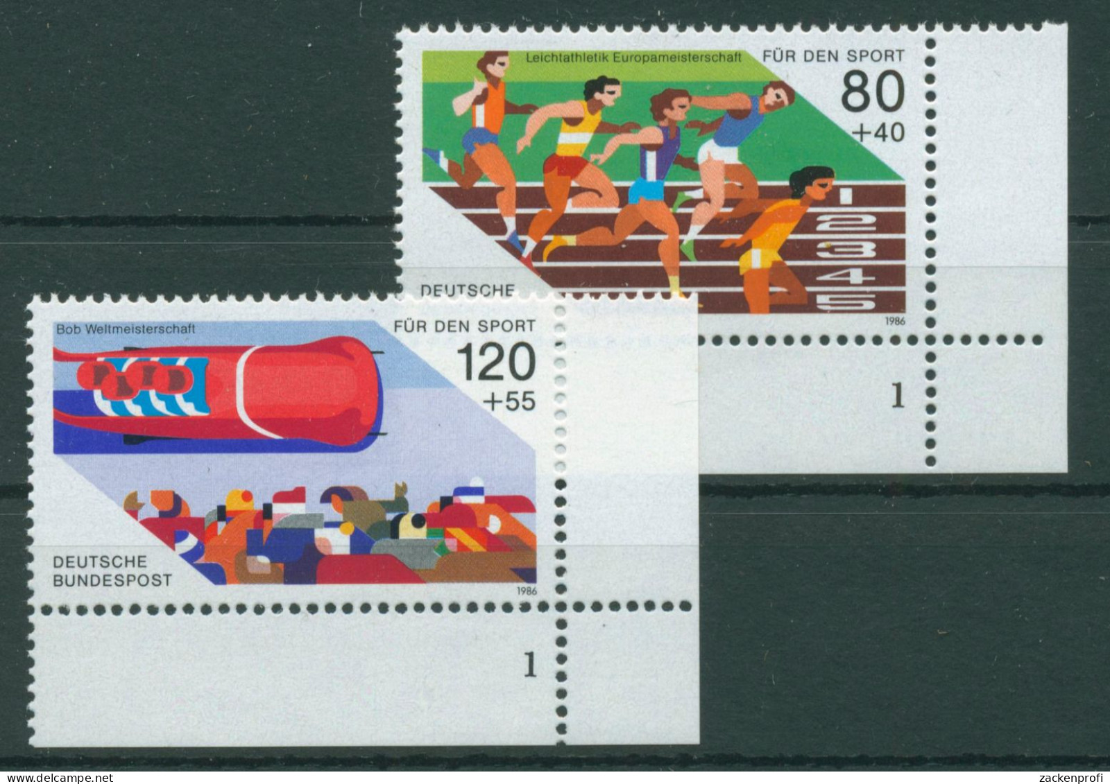 Bund 1986 Sporthilfe Formnummer 1269/70 Ecke 4 FN 1 Postfrisch (E1421) - Neufs