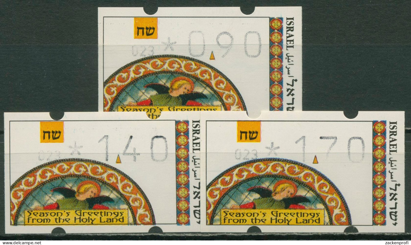 Israel ATM 1994 Weihnachten, Automat 023, Satz 3 Werte, ATM 24.2 S1 Postfrisch - Automatenmarken (Frama)