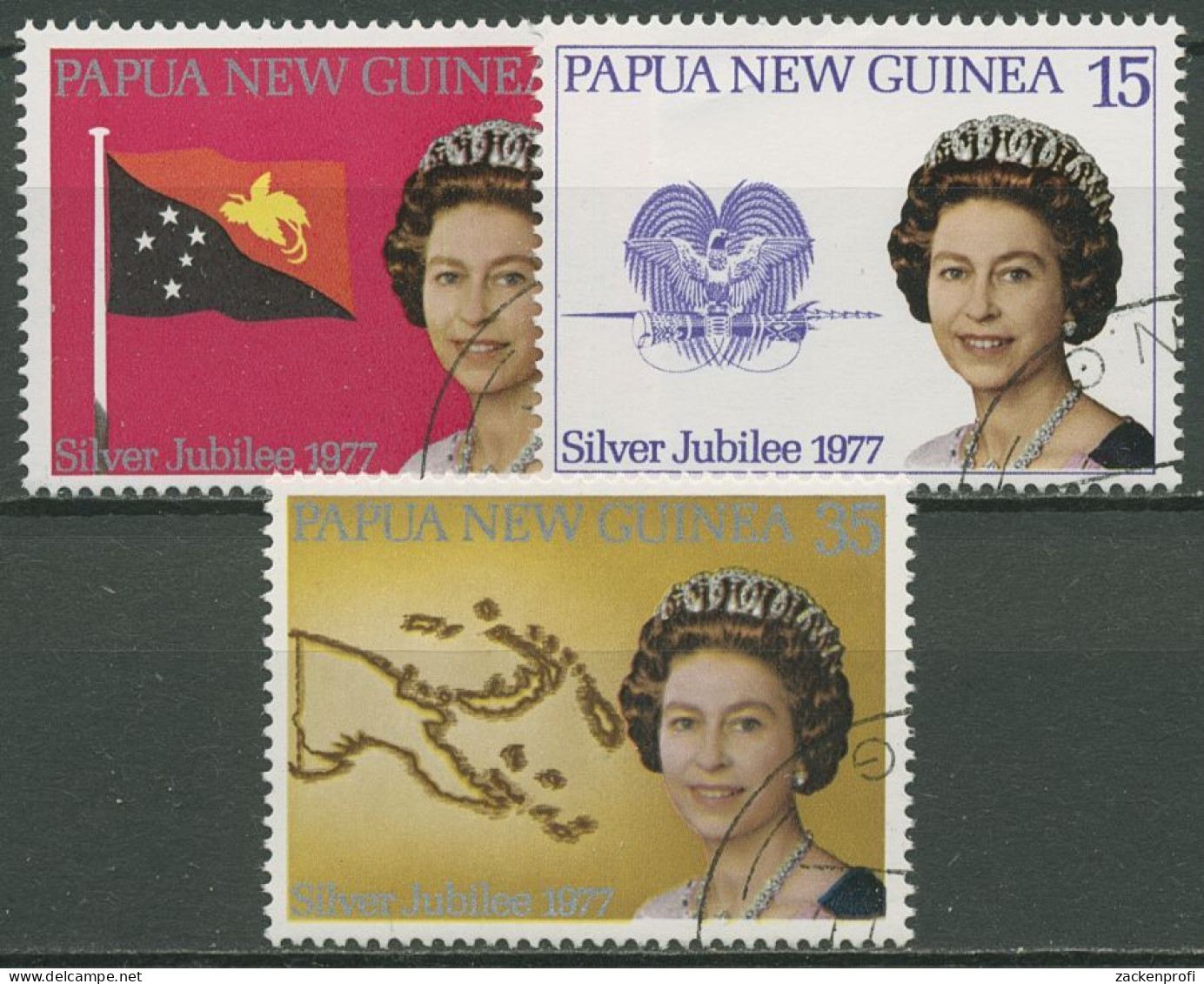Papua Neuguinea 1977 25 Jahre Regentschaft Königin Elisabeth 321/23 Gestempelt - Papouasie-Nouvelle-Guinée