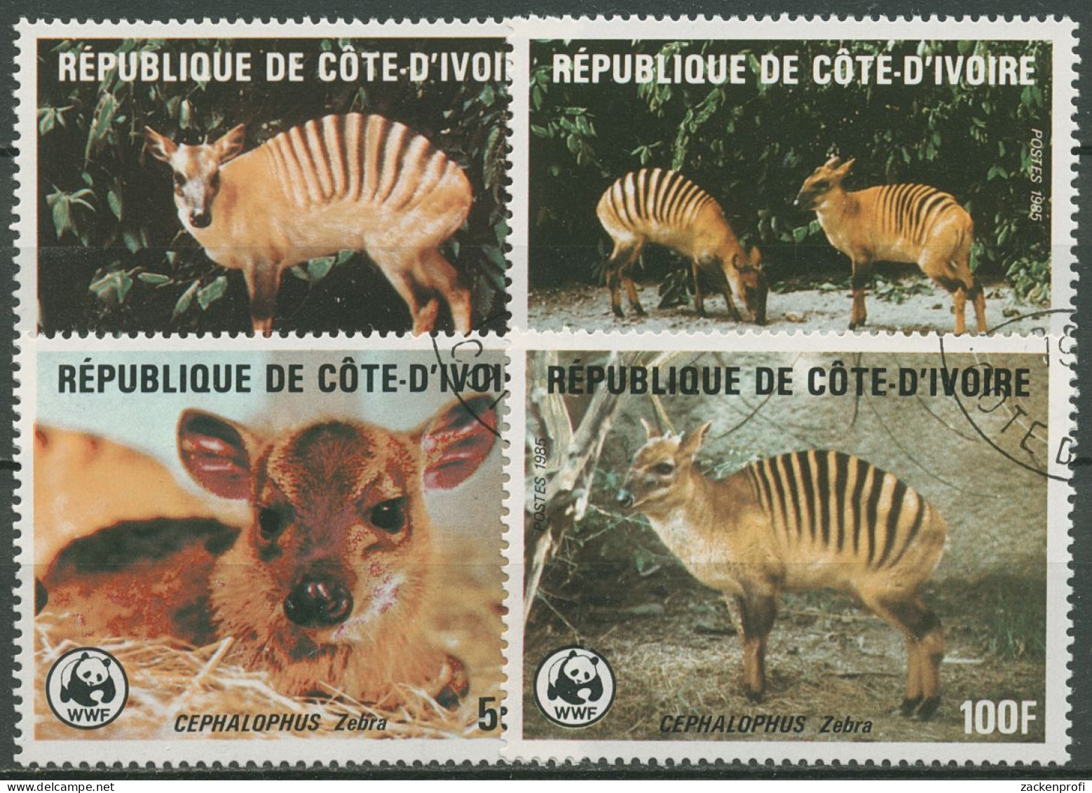 Elfenbeinküste 1985 WWF Naturschutz Tiere Zebraducker 881/84 Gestempelt - Ivory Coast (1960-...)