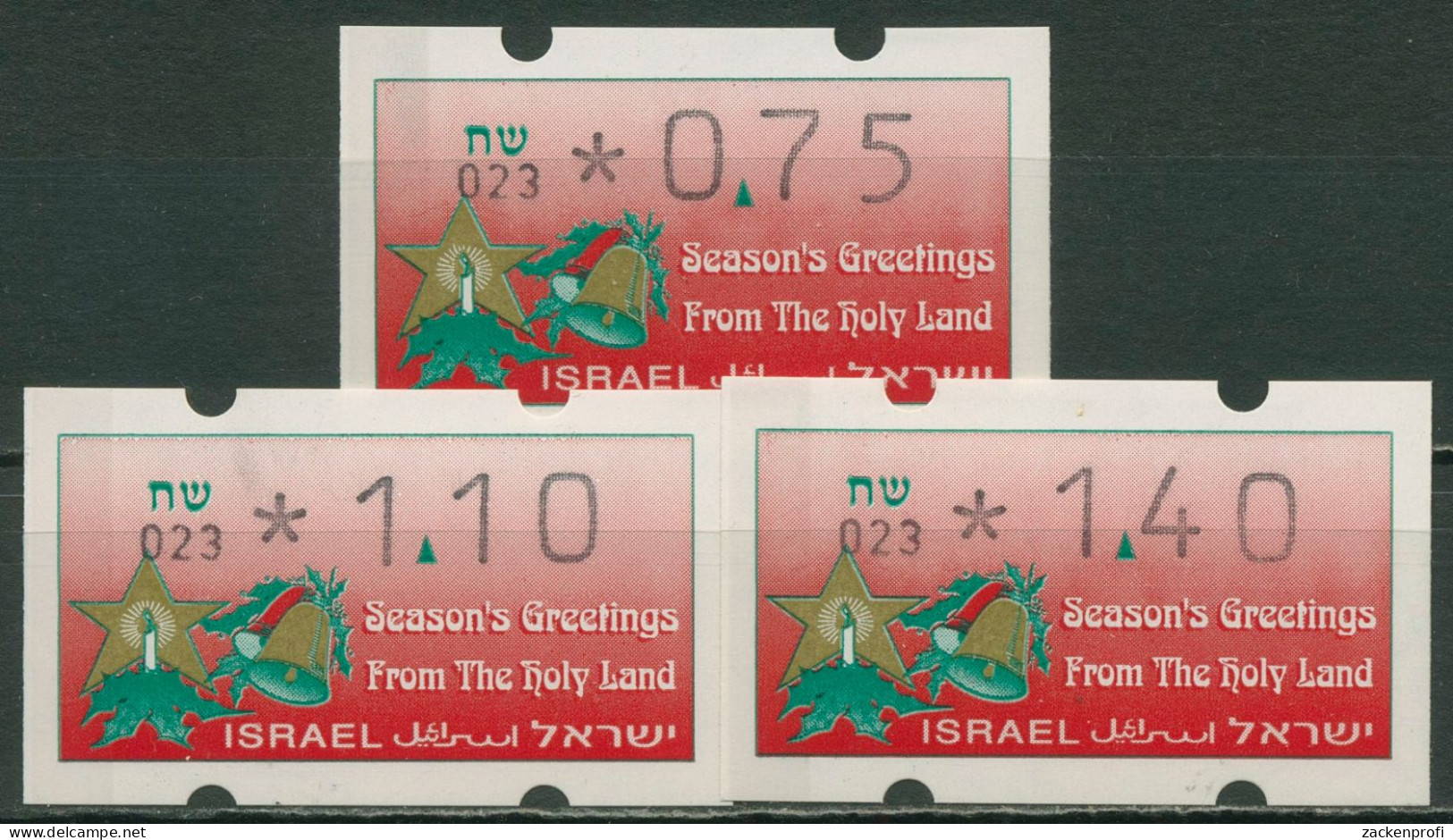 Israel ATM 1992 Automat 023 Portosatz 3 Werte, ATM 5 S1 Postfrisch - Franking Labels