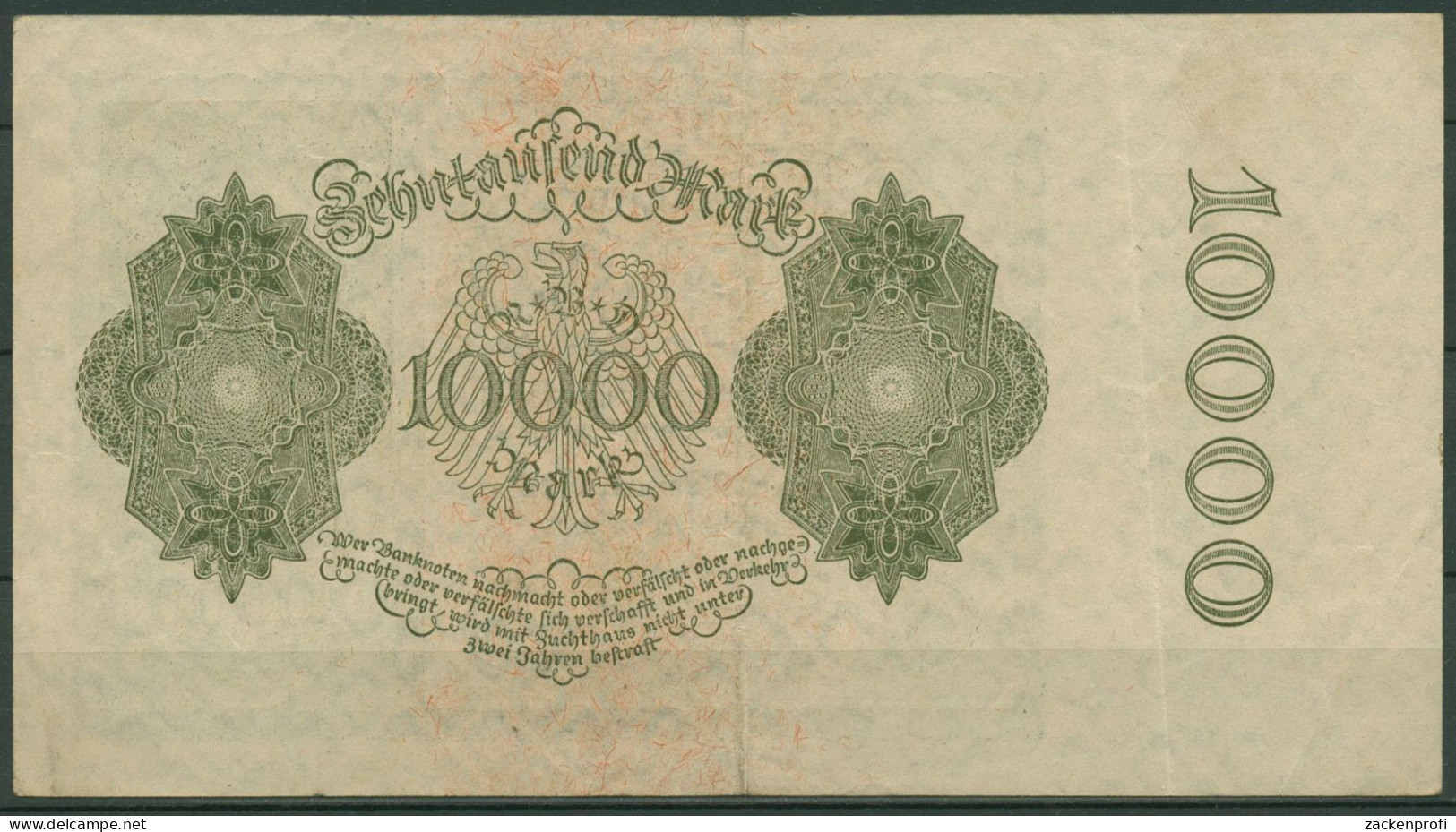 Dt. Reich 10000 Mark 1922, DEU-78c FZ S, Gebraucht (K1450) - 10000 Mark