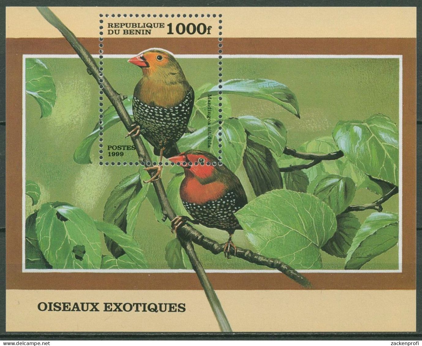 Benin 1999 Vögel Tropfengrünastrild Block 45 Postfrisch (C40494) - Benin - Dahomey (1960-...)