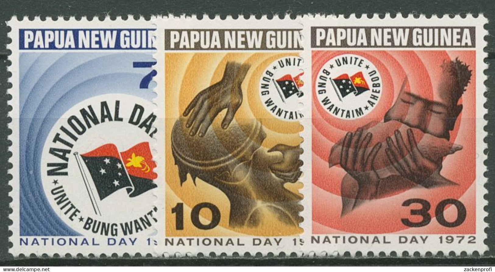 Papua Neuguinea 1972 Nationalfeiertag Musikinstrumente 227/29 Postfrisch - Papua Nuova Guinea