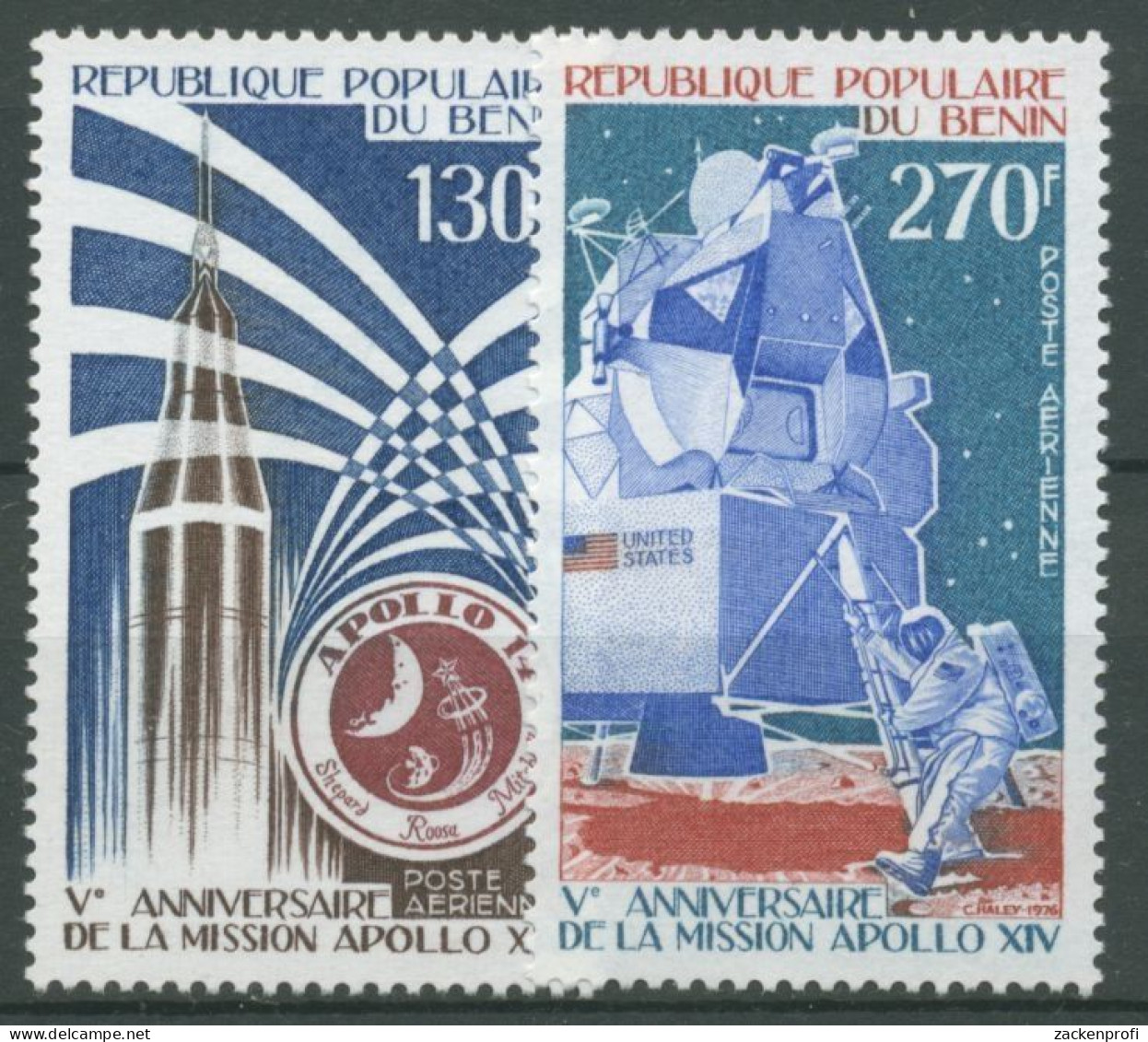 Benin 1976 5 Jahre Mondflug Von Apollo 14 Rakete Astronaut 68/69 Postfrisch - Benin - Dahomey (1960-...)