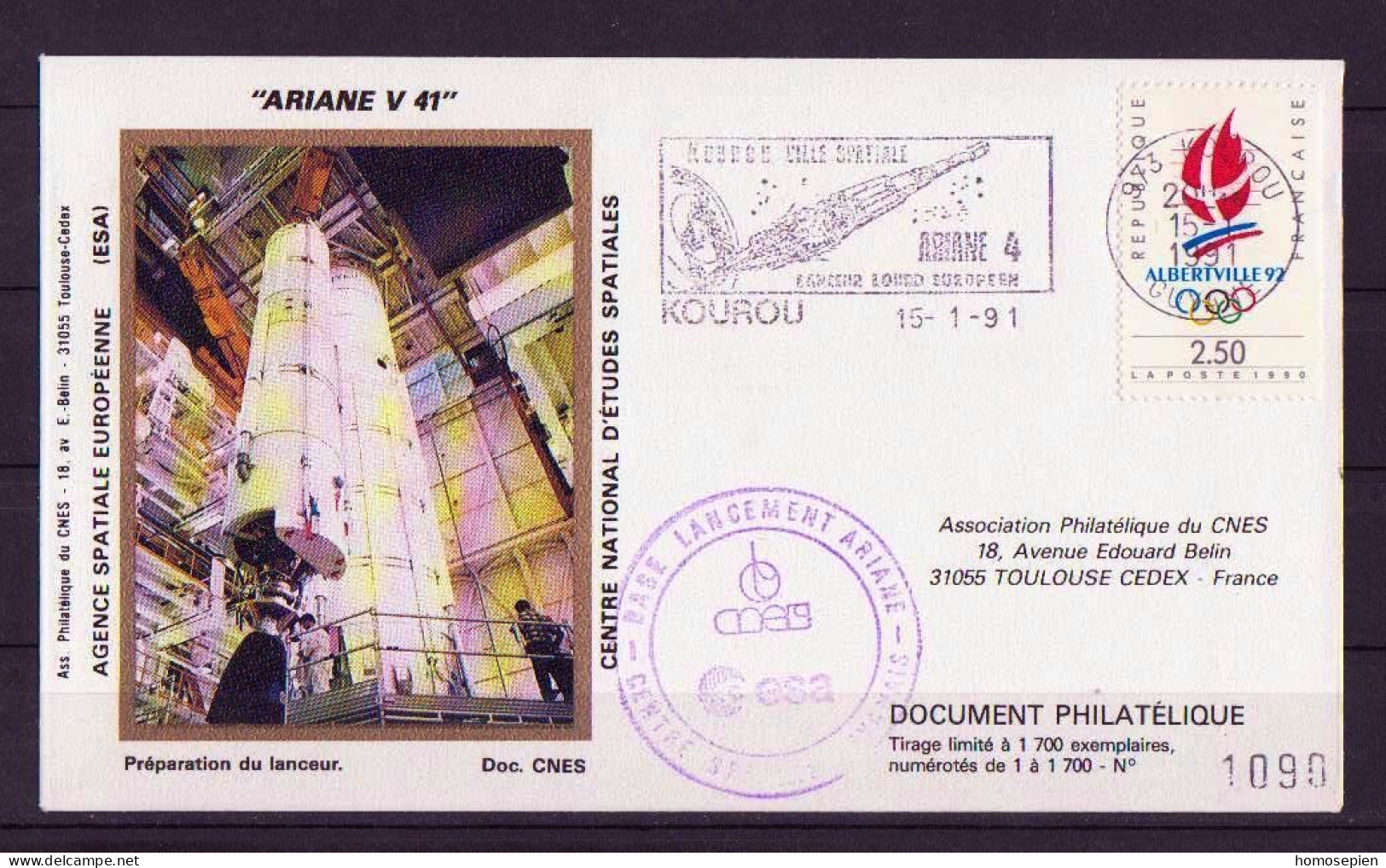 Espace 1991 01 16 - CNES - Ariane V41 - Pochette Complète - Europe