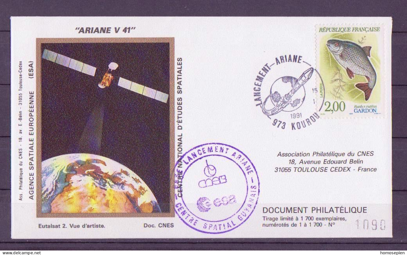 Espace 1991 01 16 - CNES - Ariane V41 - Pochette Complète - Europe