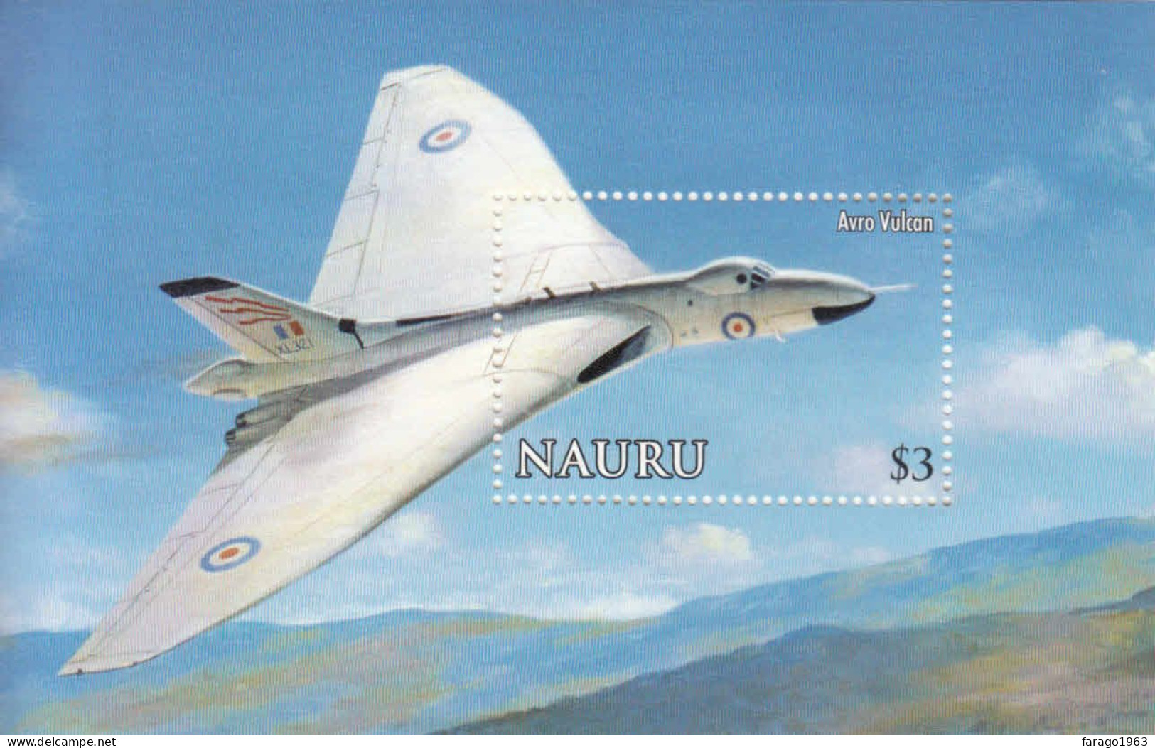 2008 Nauru RAF Avro Vulcan Military Aviation Souvenir Sheet MNH - Nauru