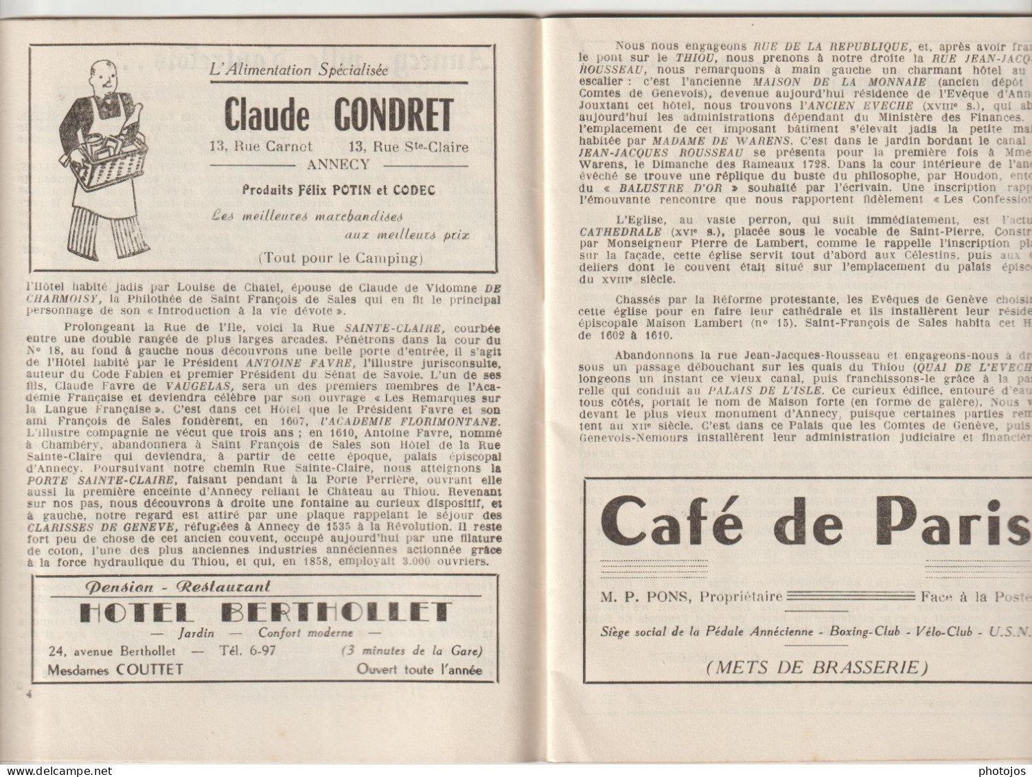 Livret Guide Touristique Lac D'Annecy (74) été 1950 42 P Info Sur La Ville Et La Saison Pub Commerces Horaires Bateaux . - Dépliants Touristiques