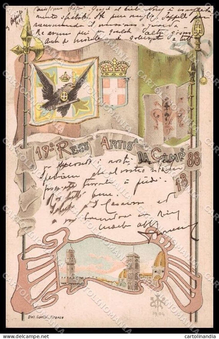 Reggimentali 19° Regg. Artiglieria Da Campo Firenze Tricolore Cartolina ZG6295 - Regimenten