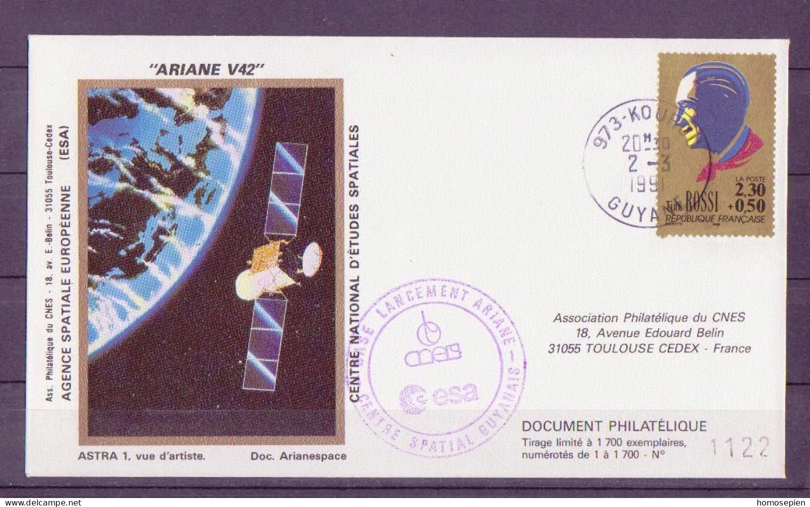 Espace 1991 03 03 - CNES - Ariane V42 - Pochette Complète - Europe