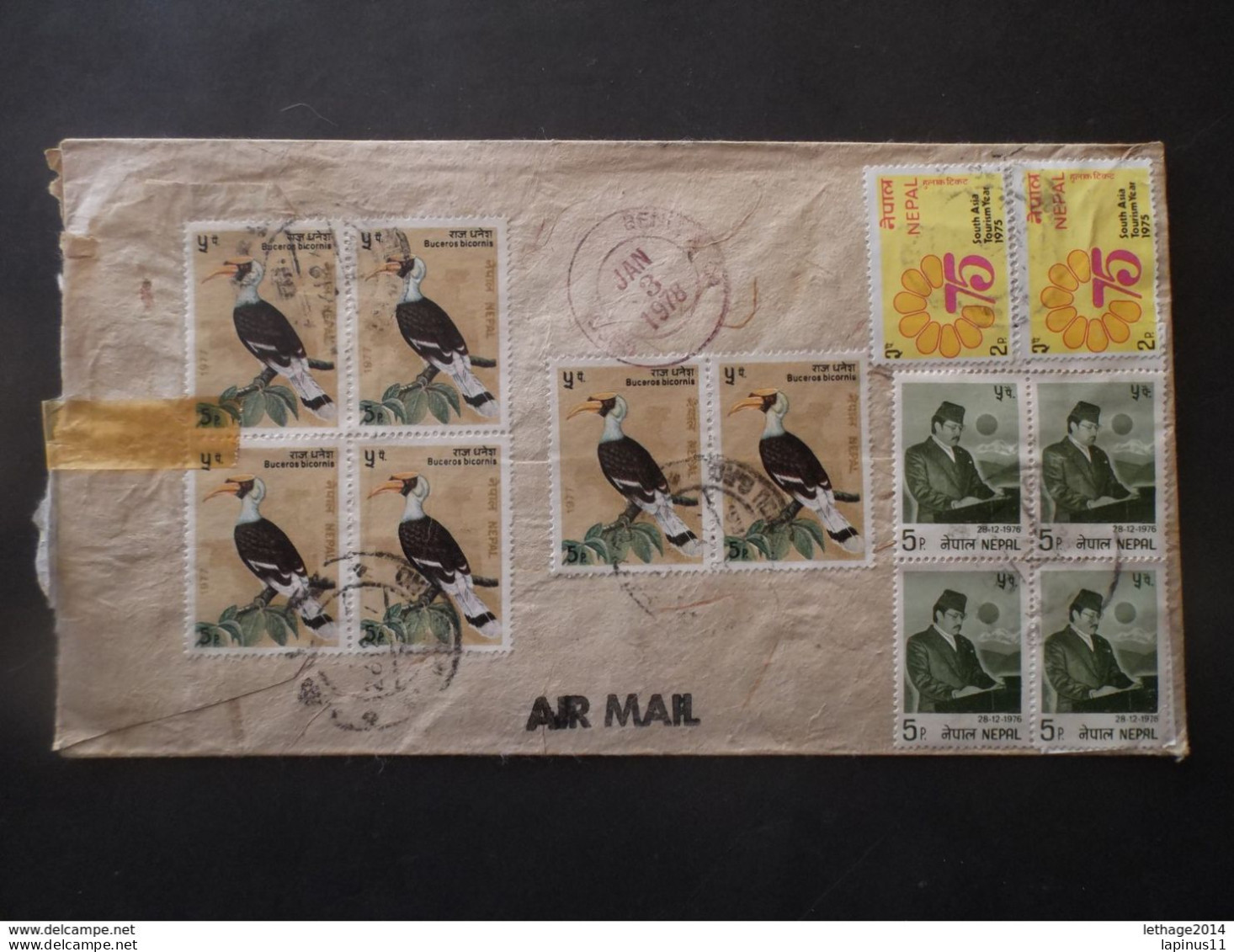 INDIA NEPAL COVER MULTI POSTAGE REGISTERMAIL TO USA  ANNO 1978 राष्ट्रिय बहु पोस्ट नेपाली बहु पद +8 SCANNERS - Nepal