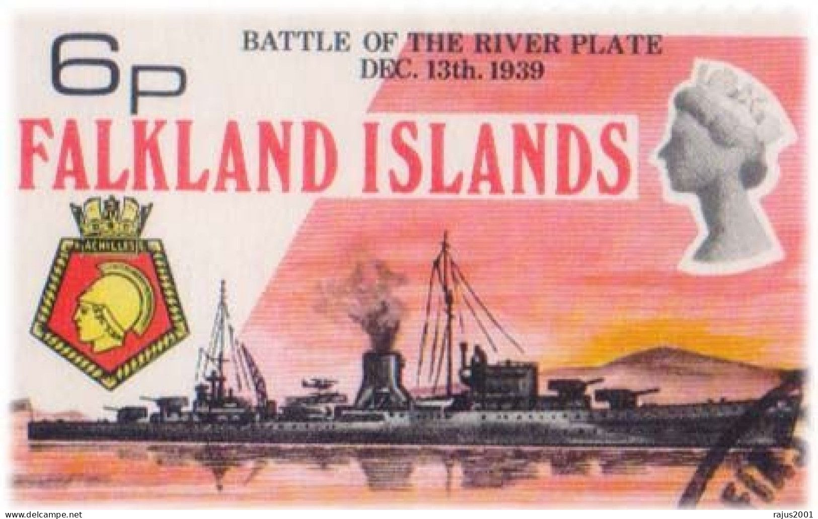 35th Anniversary Of The Battle Of The River Plate First Naval Battle Of The Second World War, Ship, Map, Falkland FDC - WO2